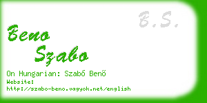 beno szabo business card