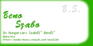 beno szabo business card